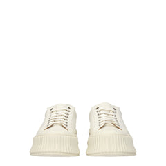 Jil Sander White Fabric Platform Sneakers