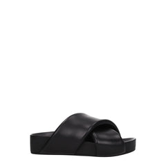 Jil Sander Black Leather Slippers Sandals