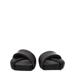 Jil Sander Black Leather Slippers Sandals