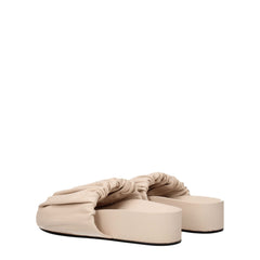 Jil Sander Pink Leather Slippers Sandals