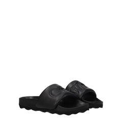 Off-White Black Leather Slippers Sandals
