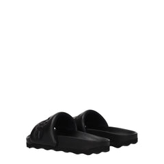 Off-White Black Leather Slippers Sandals