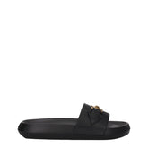 Versace Black Leather Slippers Sandals
