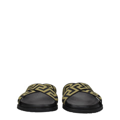 Versace Black Fabric Slippers Sandals