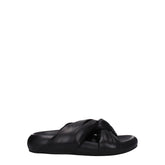 Marni Black Leather Slippers Sandals