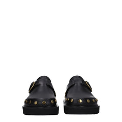 Isabel Marant Black Leather Slippers Sandals