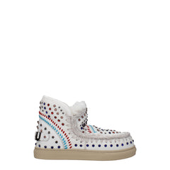 Mou White Leather Ankle Boots