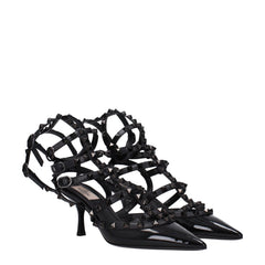 Valentino Garavani Black Leather Stiletto Heels Sandals