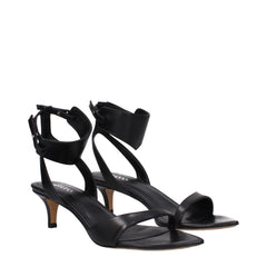 Isabel Marant Black Leather Flat Sandals