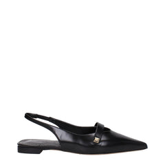 Max Mara Black Leather Ballet Flats