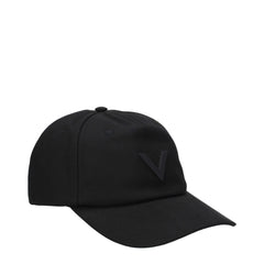 Valentino Garavani Black Cotton Caps (Baseball Hat)