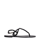 Isabel Marant Black Leather Flip-Flop Sandals