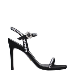 Stuart Weitzman Black Satin Stiletto Heels Sandals