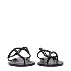 Isabel Marant Black Leather Flip-Flop Sandals