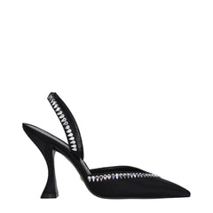 Stuart Weitzman Black Satin Stiletto Heels Sandals