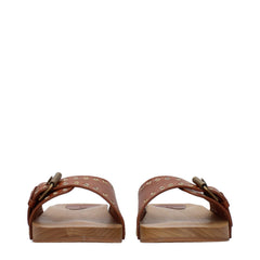 Isabel Marant Brown Leather Slippers Sandals