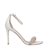 Stuart Weitzman White Leather Stiletto Heels Sandals