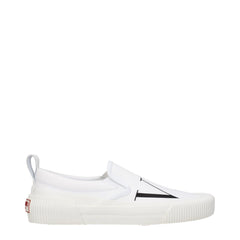 Valentino Garavani White Fabric Slip-On Loafers