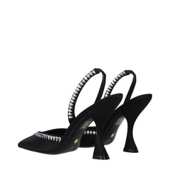 Stuart Weitzman Black Satin Stiletto Heels Sandals