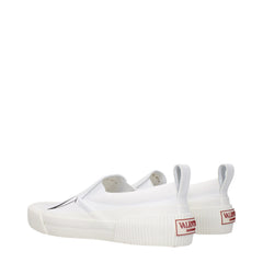 Valentino Garavani White Fabric Slip-On Loafers