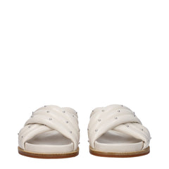 Fabiana Filippi Beige Leather Slippers Sandals