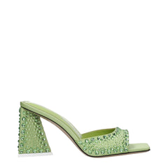 The Attico Green Satin Stiletto Heels Sandals