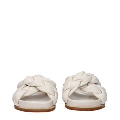 Fabiana Filippi Beige Leather Slippers Sandals