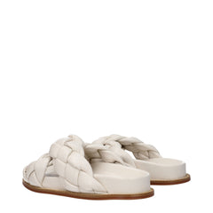 Fabiana Filippi Beige Leather Slippers Sandals