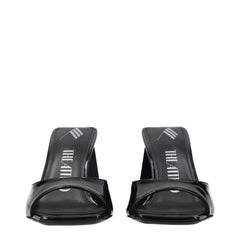 The Attico Black Leather Stiletto Heels Sandals