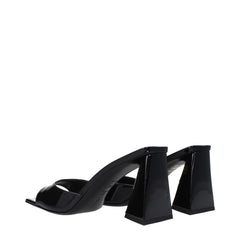 The Attico Black Leather Stiletto Heels Sandals