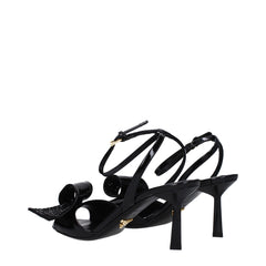 Prada Black Leather Stiletto Heels Sandals