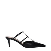 Valentino Garavani Black Leather Flat Sandals