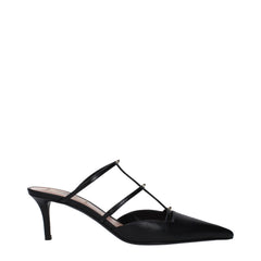 Valentino Garavani Black Leather Flat Sandals