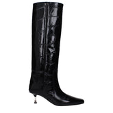 Paris Texas Black Leather High Heel Boots