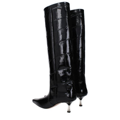 Paris Texas Black Leather High Heel Boots