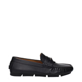 Versace Black Leather Slip-On Loafers