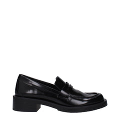 Stuart Weitzman Black Leather Slip-On Loafers