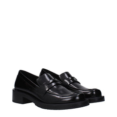 Stuart Weitzman Black Leather Slip-On Loafers