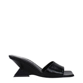 The Attico Black Leather Flat Sandals