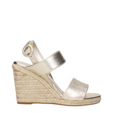 Prada Gold Leather Wedges Sandals