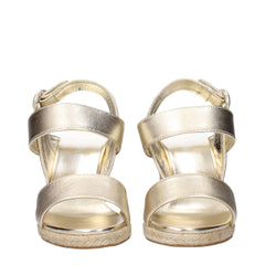 Prada Gold Leather Wedges Sandals