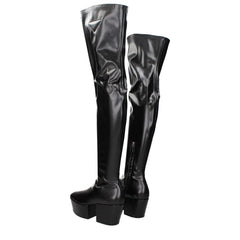 Prada Black Leather Over The Knee