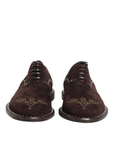 Dolce & Gabbana Brown Velvet Lace Up Oxford Dress Shoes
