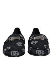 Dolce & Gabbana Blue Logo Cotton Loafers Formal Dress Shoes