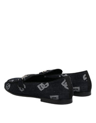 Dolce & Gabbana Blue Logo Cotton Loafers Formal Dress Shoes