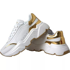 Dolce & Gabbana Weißgoldene DAYMASTER Leder-Sneaker Herrenschuhe
