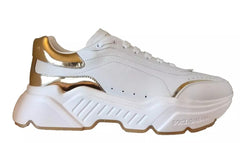 Dolce & Gabbana Weißgoldene DAYMASTER Leder-Sneaker Herrenschuhe