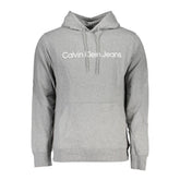 Calvin Klein "Gray Cotton Men Sweater with Hood and Central Pocket"