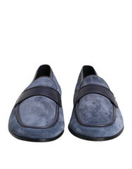 Dolce & Gabbana Blue Suede Leather Loafers Moccasin Shoes