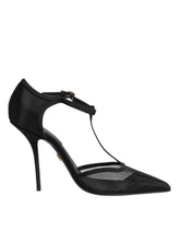 Dolce & Gabbana Schwarze Mesh-Stiletto-High Heels mit T-Riemen